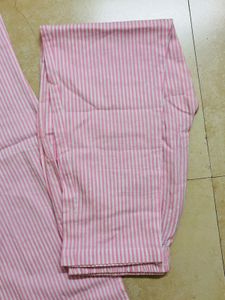 Pink Striped Kurti Pant Set