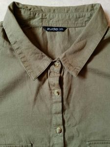 Olive Green Cropped Shirt