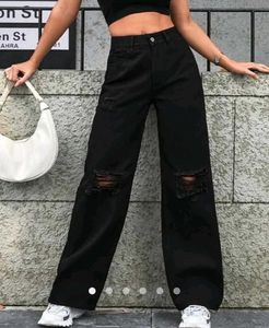 URBANIC Ripped Wide-Leg Jeans