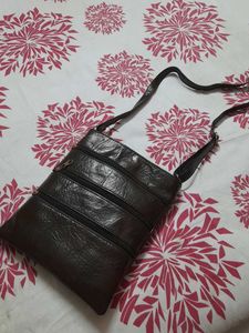 Dark Brown Faux Leather Crossbody Bag
