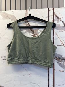Olive Green Cropped Tank Top, Bust- 32