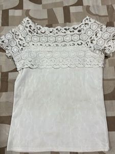 Elegant White Lace Off-Shoulder Top
