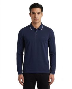 Armani Jeans Navy Long Sleeve Polo Shirt