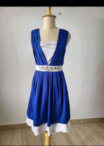 Elegant Royal Blue &amp; White Dress