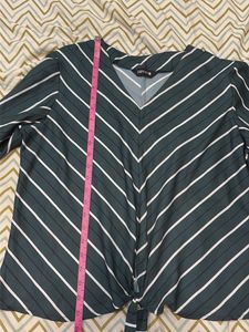 Stylish Striped Tie-Front Blouse