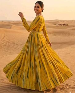Vibrant Yellow Tie-Dye Gown