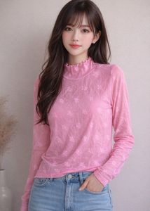 Pink Floral Mesh Top