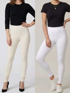 Comfortable Leggings - Cream & White Combo