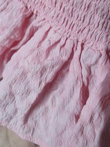 Pink Puff Sleeve Peplum Top