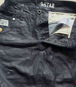 G-Star RAW waxed jeans with leather look finish