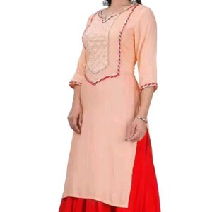 Elegant Peach Kurta with gotta patti details