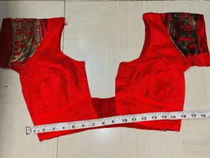 Elegant Cream &amp; Red Silk Saree