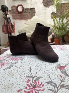 Chocolate Brown Ankle Length Suede Boots