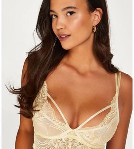 🍯⋆˙⟡Butter Yellow Lace Bra with Strappy Detail