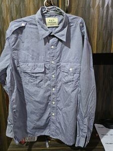 Men's Blue Long Sleeve Button-Up Shirt