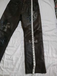 polo chrome hearts customize Gothic Print  Leather