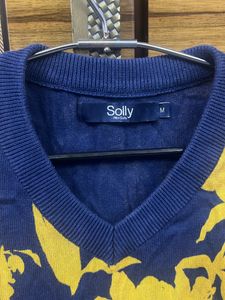 Solly Blue Floral V-Neck Sweater - Size M