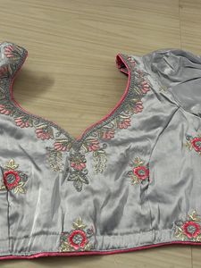 Grey Lehanga With Pink Net Odhni