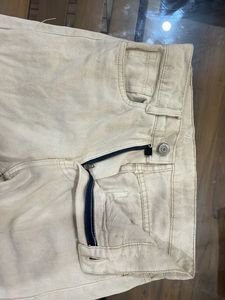 Cream Straight Leg Jeans