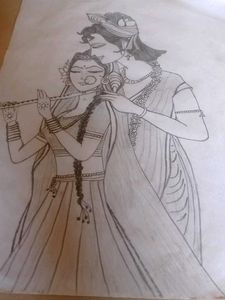 Krishna Painting+ Sketch(Radha Krishn