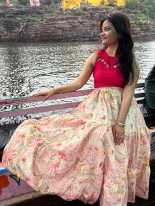 Beautiful Pink Lehnga with Floral Print