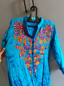 Blue Tie-Dye Embroidered Kurta