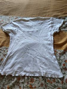 White Ribbed Floral Embroidered Baby Tee