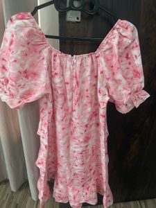 Cute Pink Floral Tiered Ruffle Dress