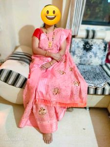 Elegant Pink Embroidered Saree