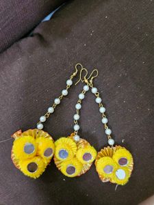 Yellow Mirror mangtika set of 3