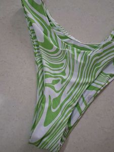 S Lime Green Swirl Print Bikini Bottoms
