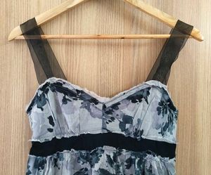 Floral Print Mini Dress with Tulle Straps