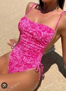 Pink Floral Print One-Piece Swimsuit for Women – M