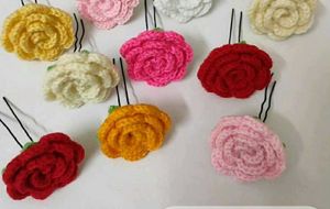 Handmade Crochet Rose Hair Pins