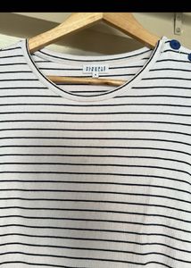 Classic Striped T-Shirt with Button Detail