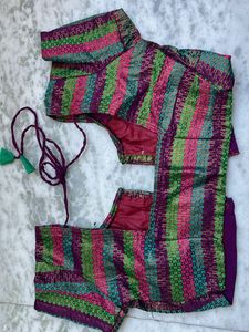 Colorful Woven Saree Blouse