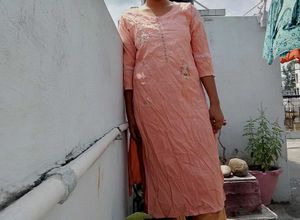 Peach Embroidered Kurta