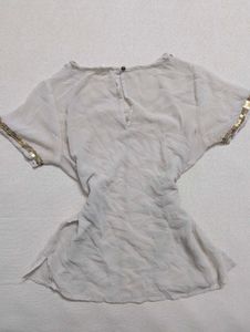 VINTAGE Gold Sequin Sheer Blouse –Y2k