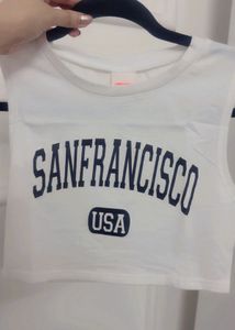 Urbanic White San Francisco USA Crop Top