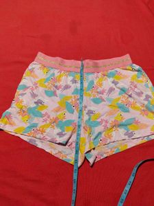 Women's Pink Parrot Print Cotton Shorts
