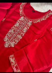 Stunning Red Embroidered Kurta Set with Dupatta