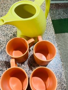 Set of 6 Bright Orange Mugs