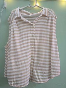 Striped Sleeveless Button-Up Shirt