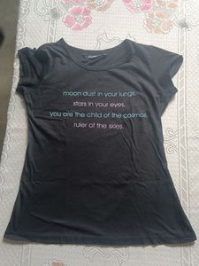 Zudio Women Black Typography Tshirt