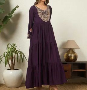 Elegant Purple Tiered Anarkali Gown