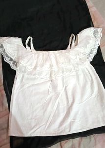 White Off-Shoulder Ruffle Top