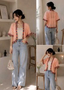 Peach Crochet Shrug | Boho Style | Tassel Design