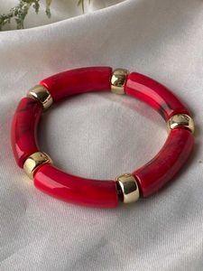 Chunky Red & Gold Beaded Bracelet