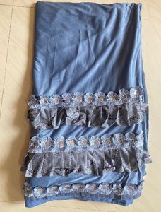 Elegant Blue Ruffled Saree
