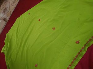 Vibrant Green Embroidered Saree